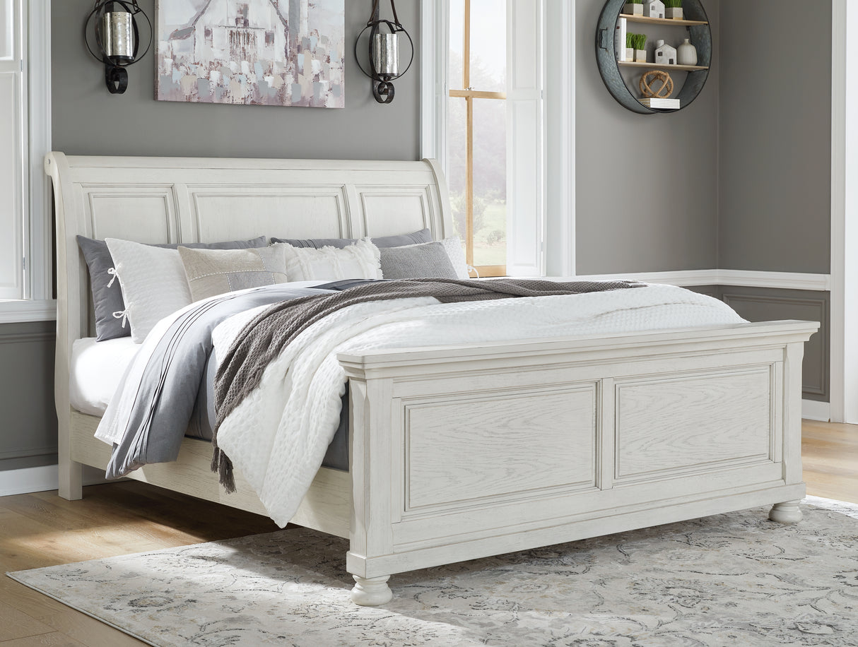 Furniture City - MS - Ashley Furniture - Robbinsdale Bedroom - King Sleigh Bed / Antique White - B742B22