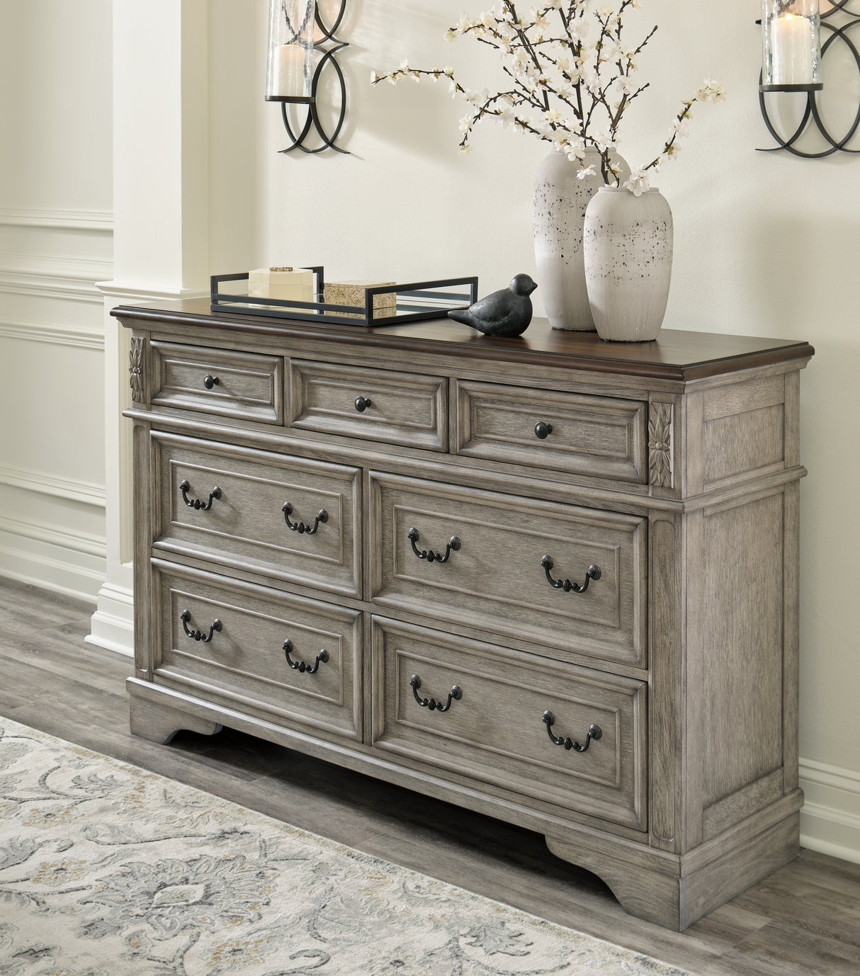 Furniture City - MS - Ashley Furniture - Lodenbay Bedroom - Dresser / Antique Gray/Brown - B751-31