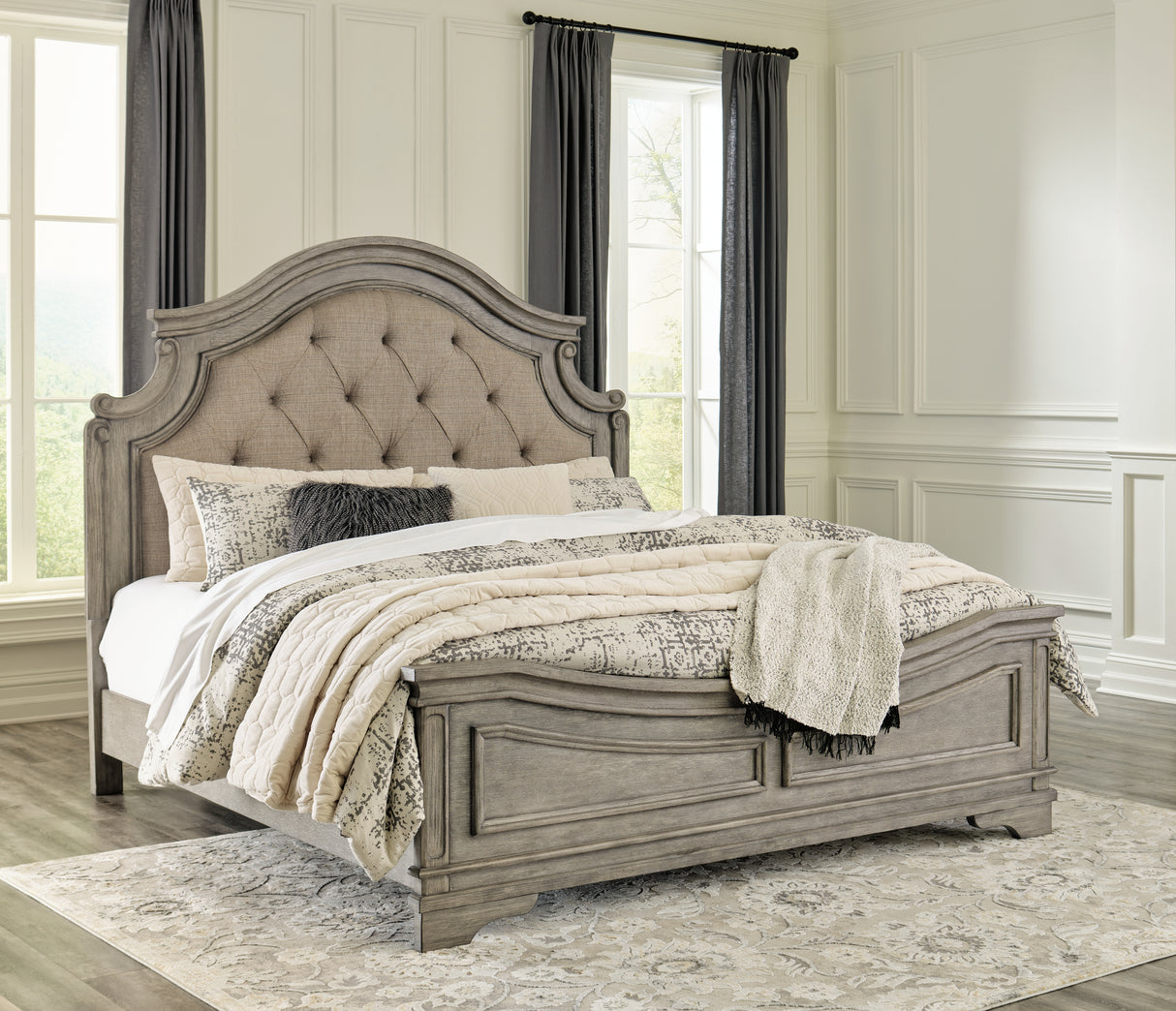 Furniture City - MS - Ashley Furniture - Lodenbay Bedroom - California King Panel Bed / Antique Gray - B751B5