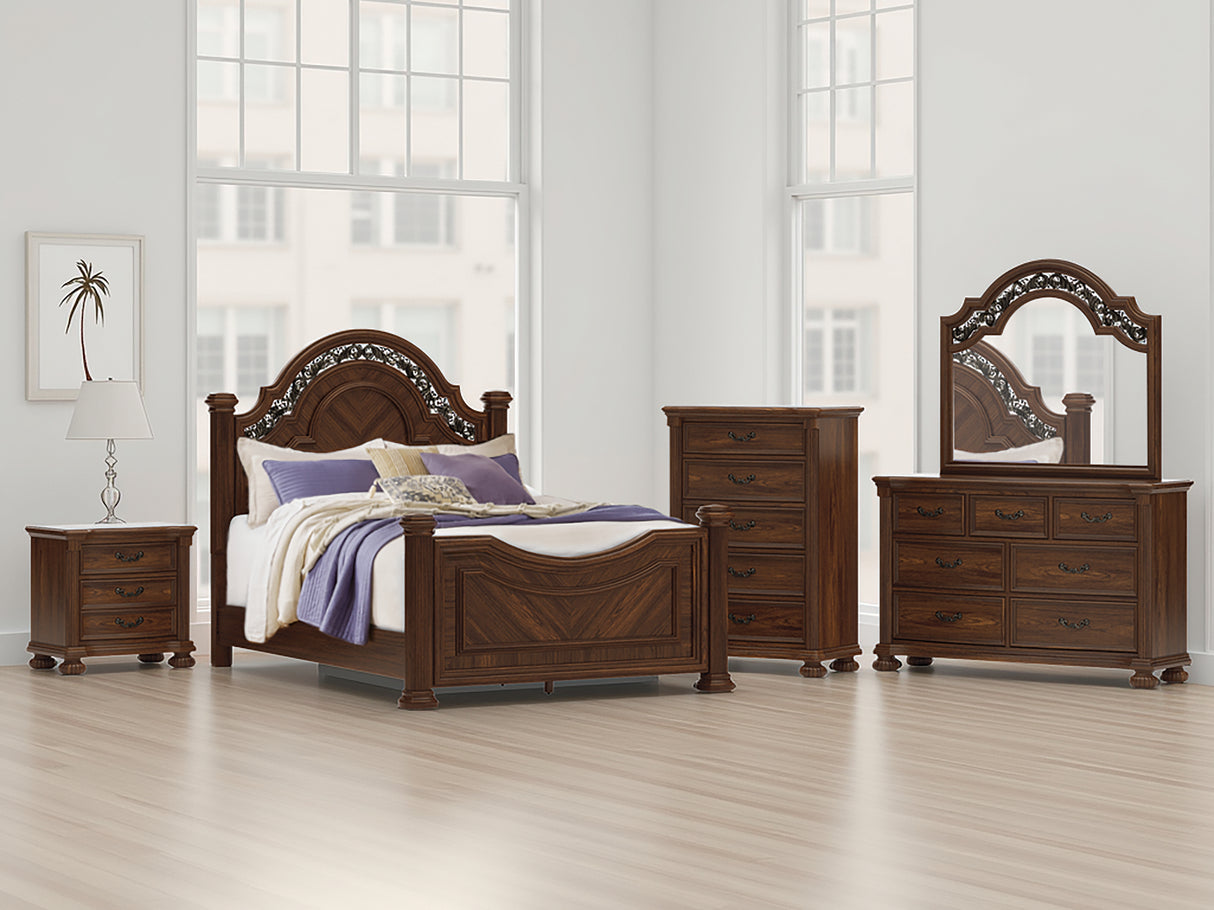 Furniture City - MS - Ashley Furniture - Lavinton Bedroom - Queen Poster Bed / Brown - B764B5