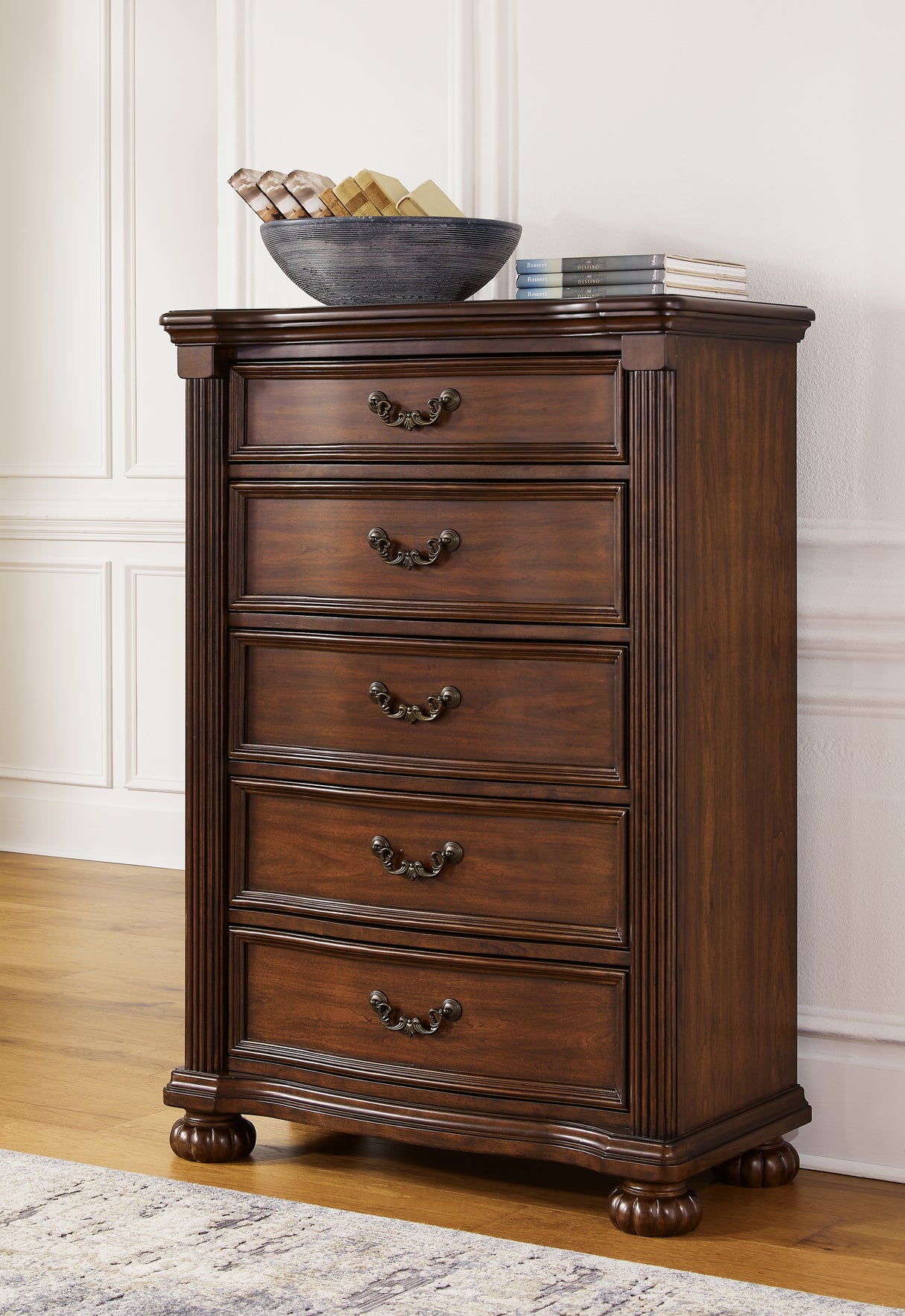 Furniture City - MS - Ashley Furniture - Lavinton Bedroom - Five Drawer Chest / Brown - B764-46