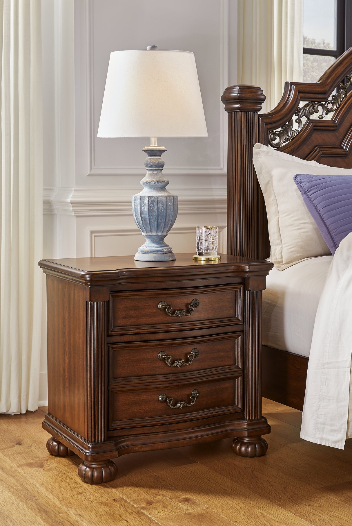Furniture City - MS - Ashley Furniture - Lavinton Bedroom - Three Drawer Night Stand / Brown - B764-93