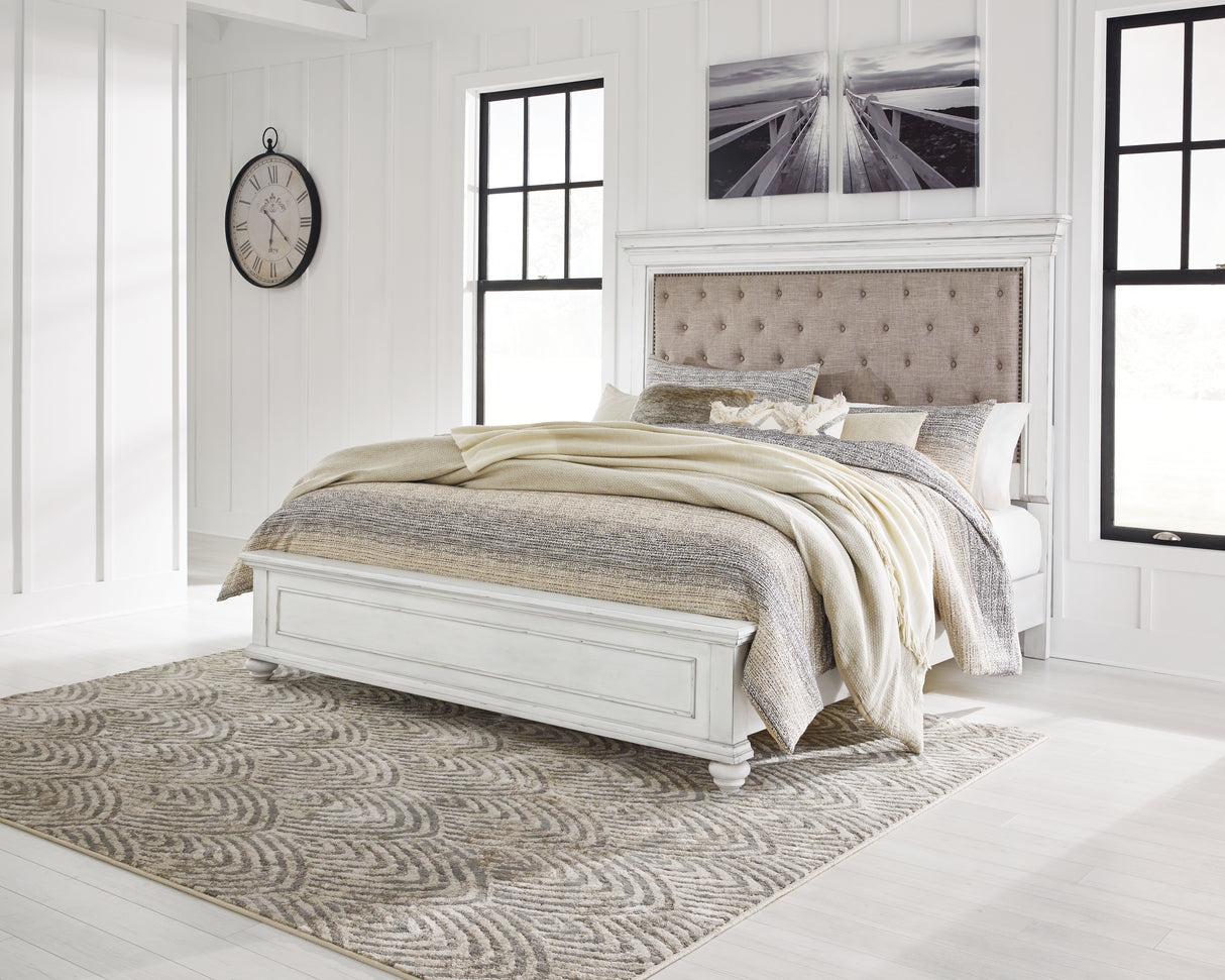 Furniture City - MS - Ashley Furniture - Kanwyn Bedroom - King Panel Bed / Whitewash - B777B10