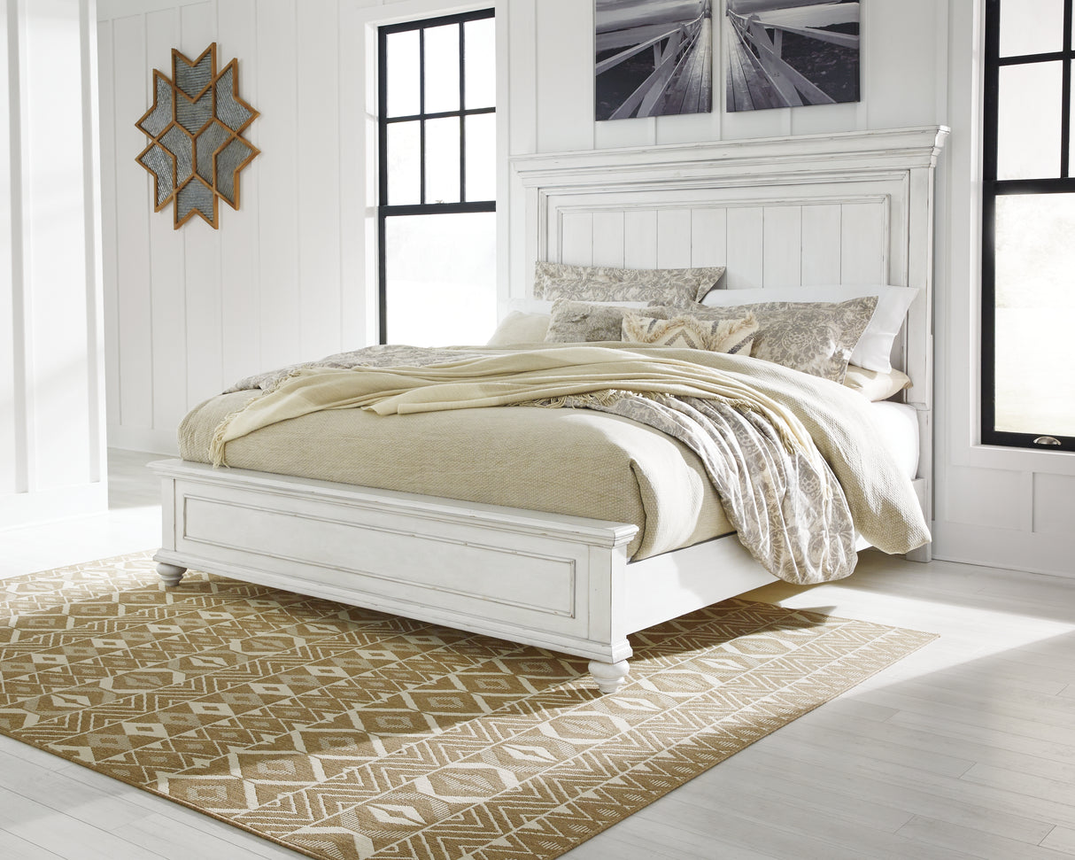 Furniture City - MS - Ashley Furniture - Kanwyn Bedroom - Queen Panel Bed / Whitewash - B777B2