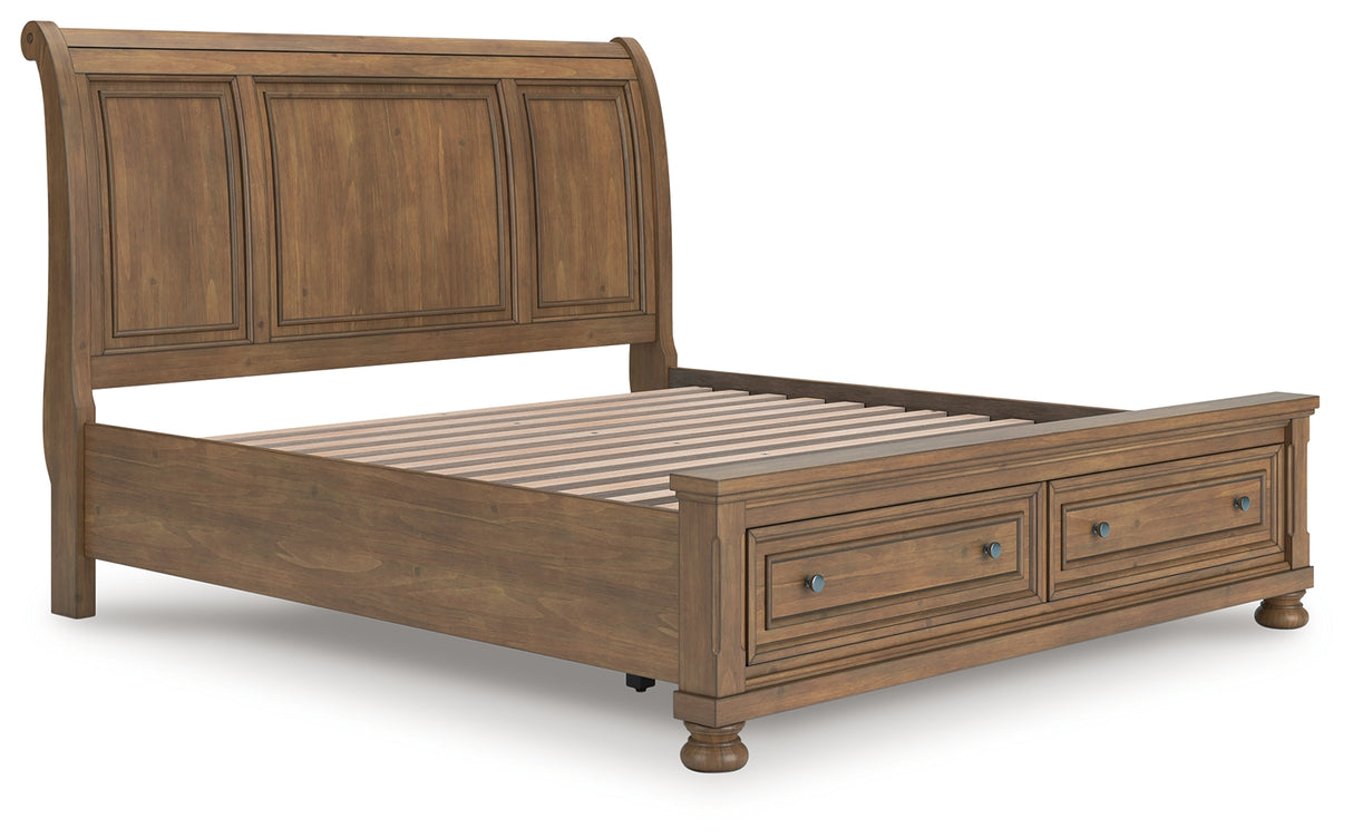 Furniture City - MS - Ashley Furniture - Feddinger Bedroom - King Storage Sleigh Bed / Medium Brown - PCB779B8