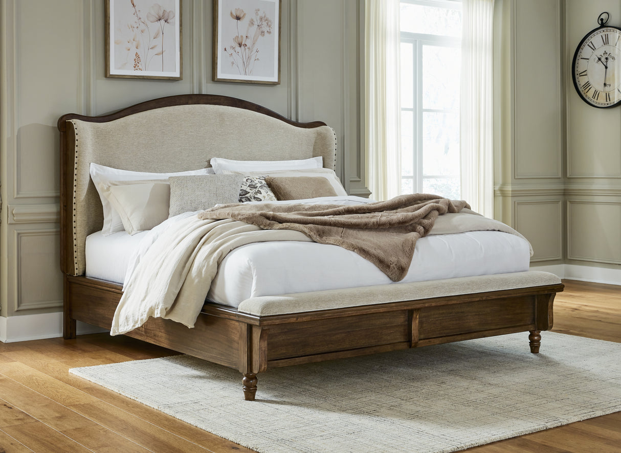 Furniture City - MS - Ashley Furniture - Sturlayne Bedroom - California King Upholstered Panel Bed / Brown - B787B5