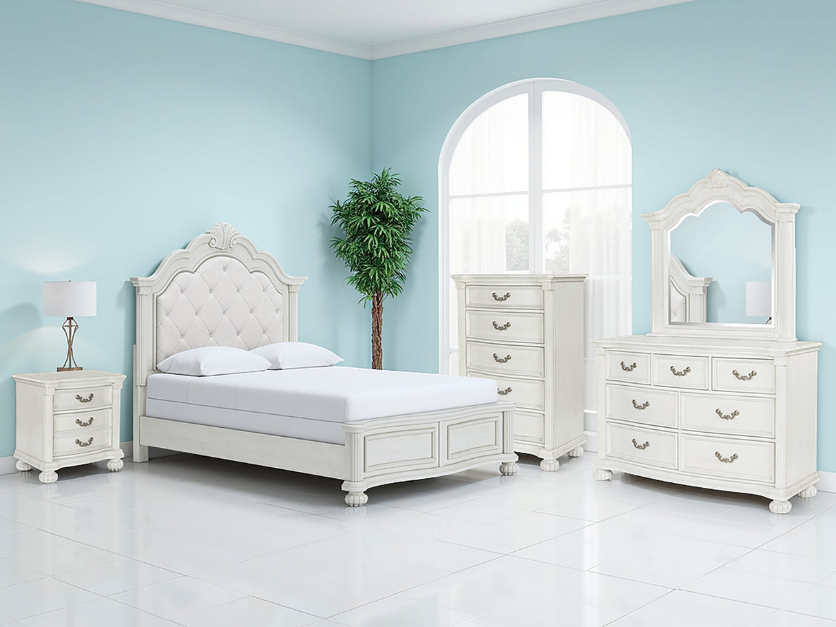 Furniture City - MS - Ashley Furniture - Montelaine Bedroom - Queen Upholstered Panel Bed / Antique White - B795B2