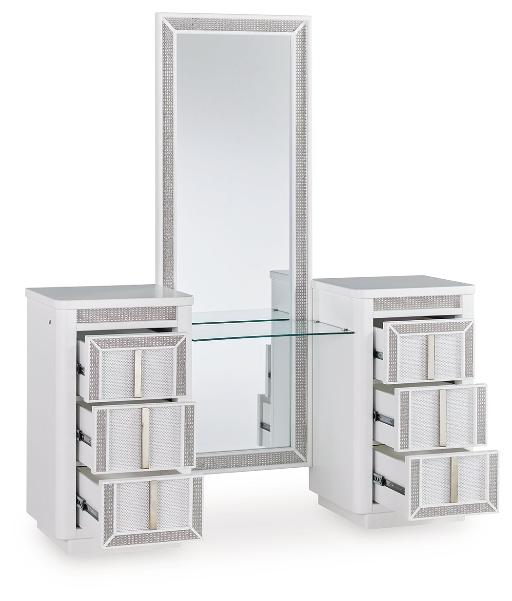 Furniture City - MS - Ashley Furniture - Chalanna Vanity with Mirror - Vanity with Mirror / White - B822B7