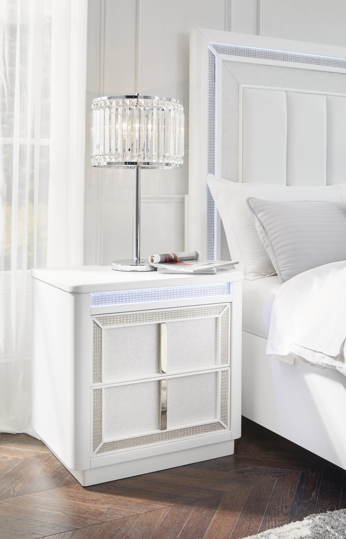 Furniture City - MS - Ashley Furniture - Chalanna Bedroom - Two Drawer Night Stand / White - B822-92