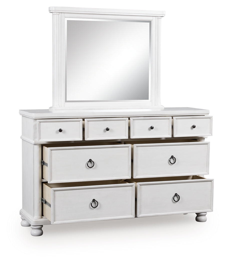 Furniture City - MS - Ashley Furniture - Rowlenstown Bedroom - Dresser and Mirror / Antique White - PCB823B1