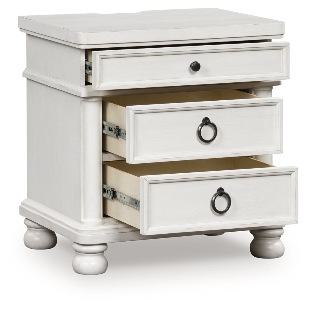 Furniture City - MS - Ashley Furniture - Rowlenstown Bedroom - Three Drawer Night Stand / Antique White - PCB823-93