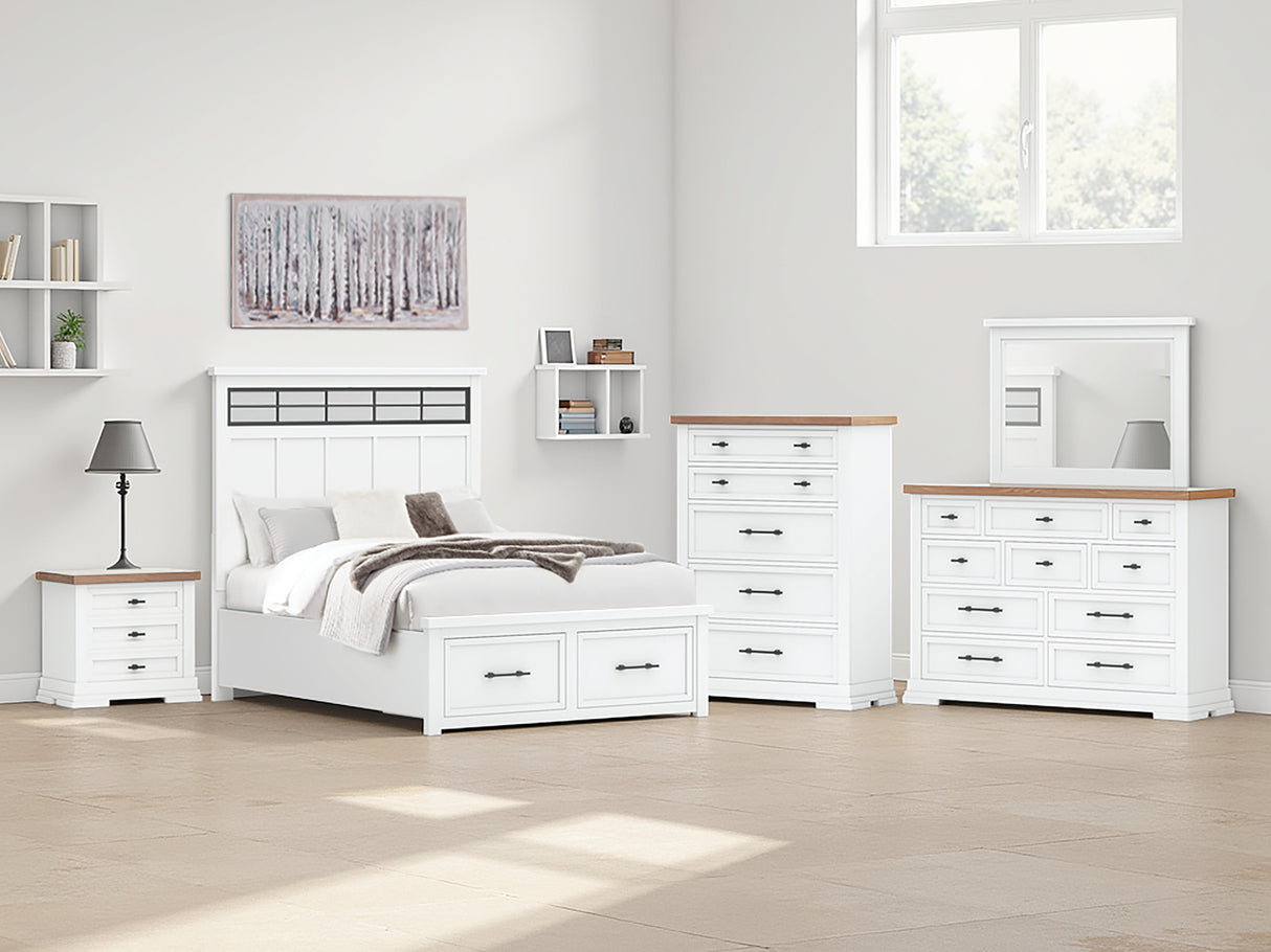 Furniture City - MS - Ashley Furniture - Ashbryn Bedroom - Queen Panel Storage Bed / White/Natural - B844B2