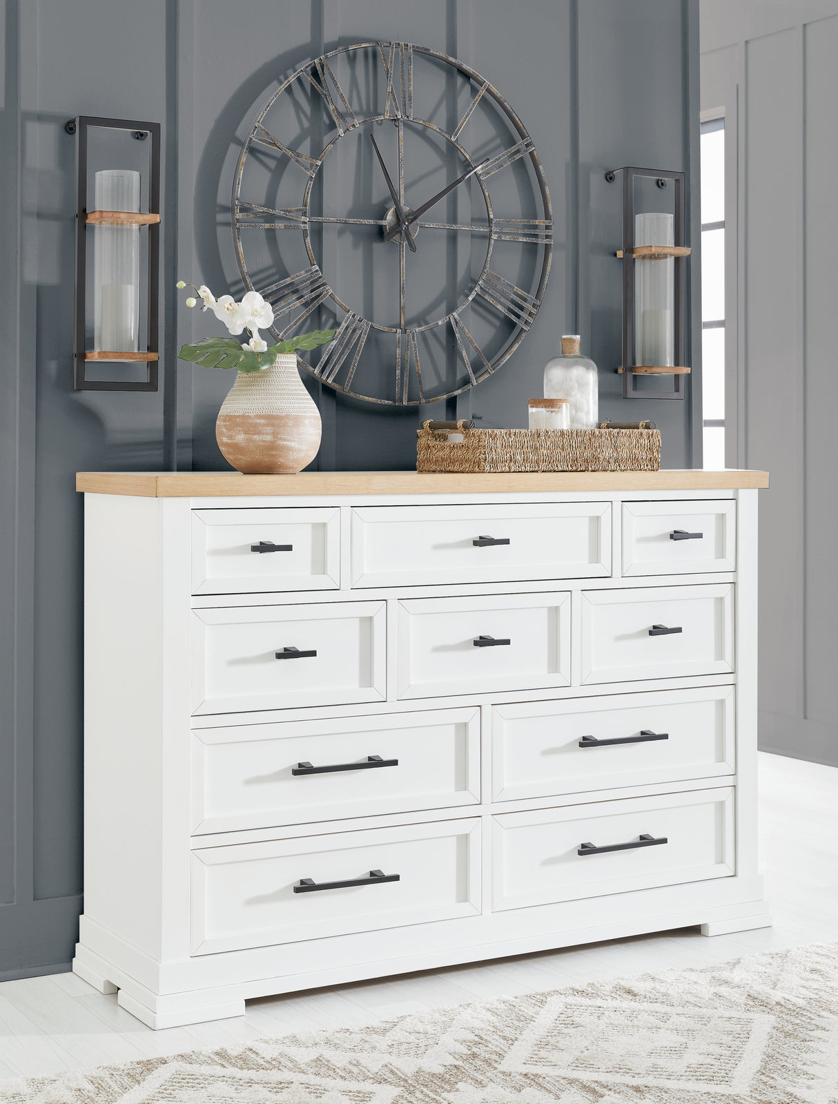 Furniture City - MS - Ashley Furniture - Ashbryn Bedroom - Three Drawer Night Stand / White/Natural - B844-93