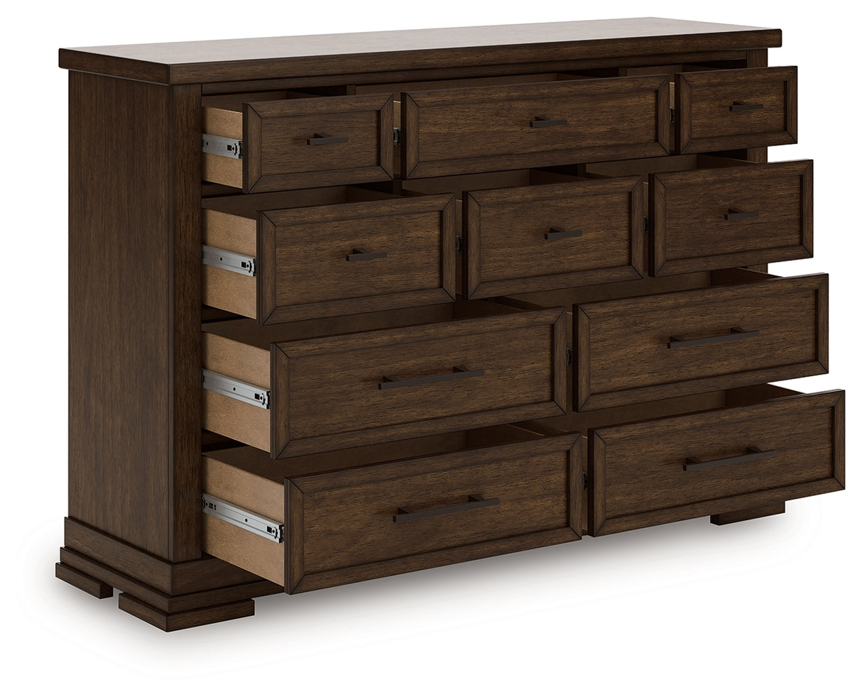 Furniture City - MS - Ashley Furniture - Taffenbrook Bedroom - Dresser / Medium Brown - B849-31