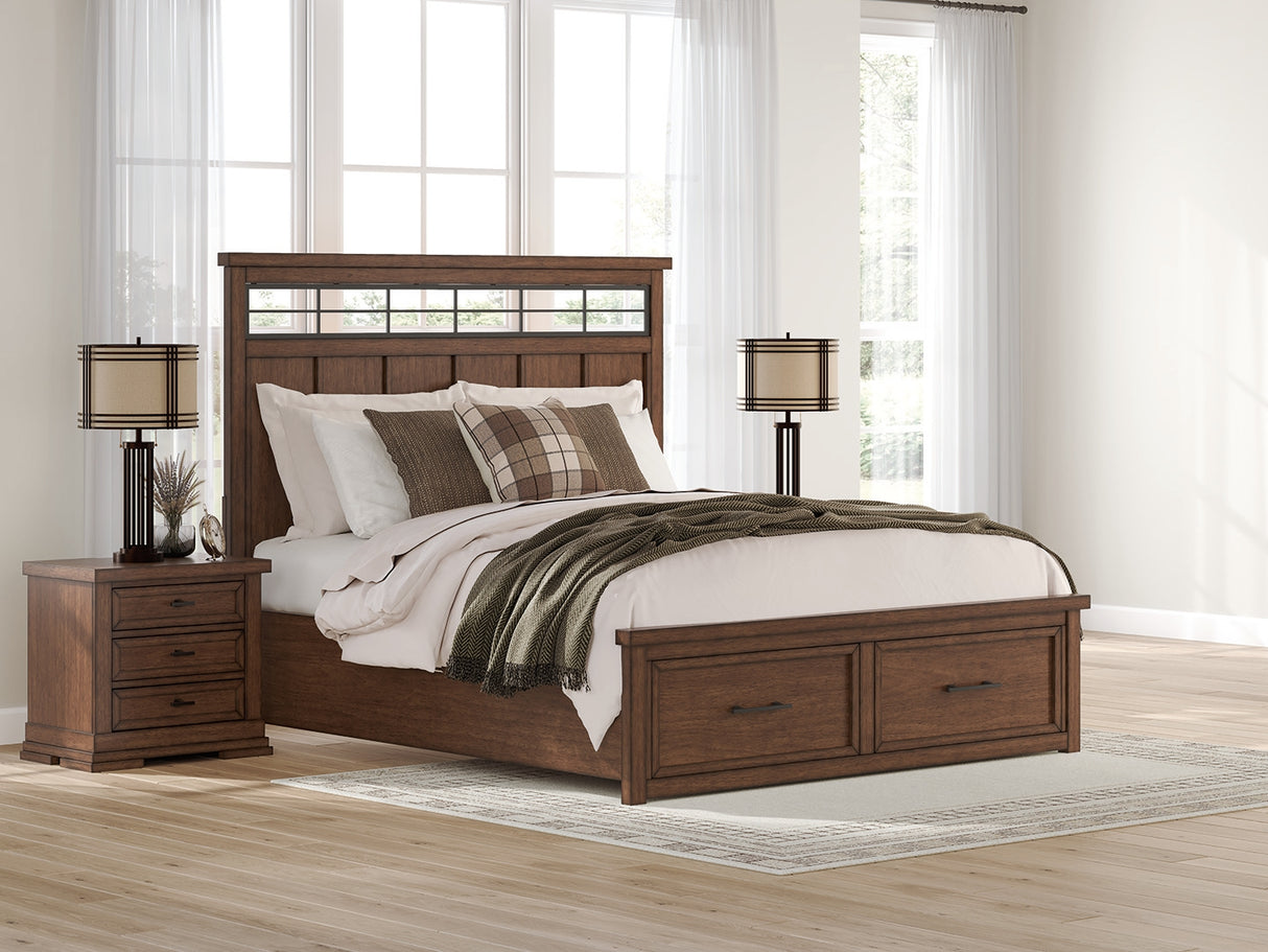 Furniture City - MS - Ashley Furniture - Taffenbrook Bedroom - California King Panel Storage Bed / Medium Brown - B849B5