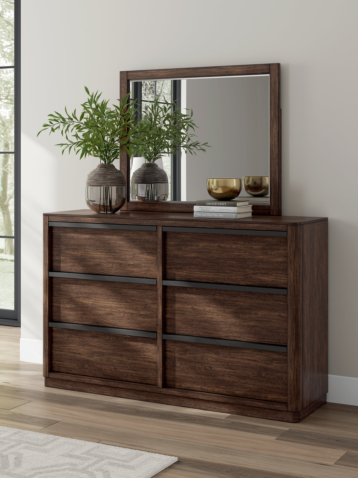 Furniture City - MS - Ashley Furniture - Dilenno Bedroom - Dresser and Mirror / Dark Brown - PCB857B1