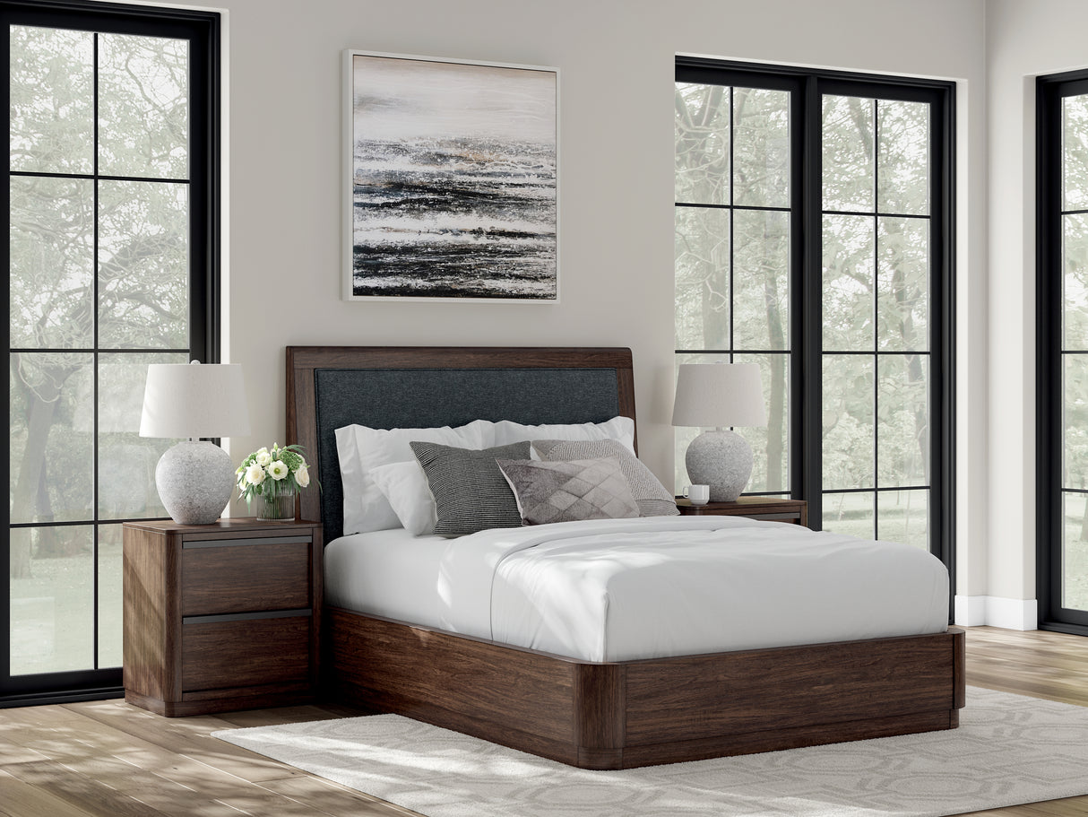 Furniture City - MS - Ashley Furniture - Dilenno Bedroom - Queen Upholstered Panel Bed / Dark Brown - PCB857B4