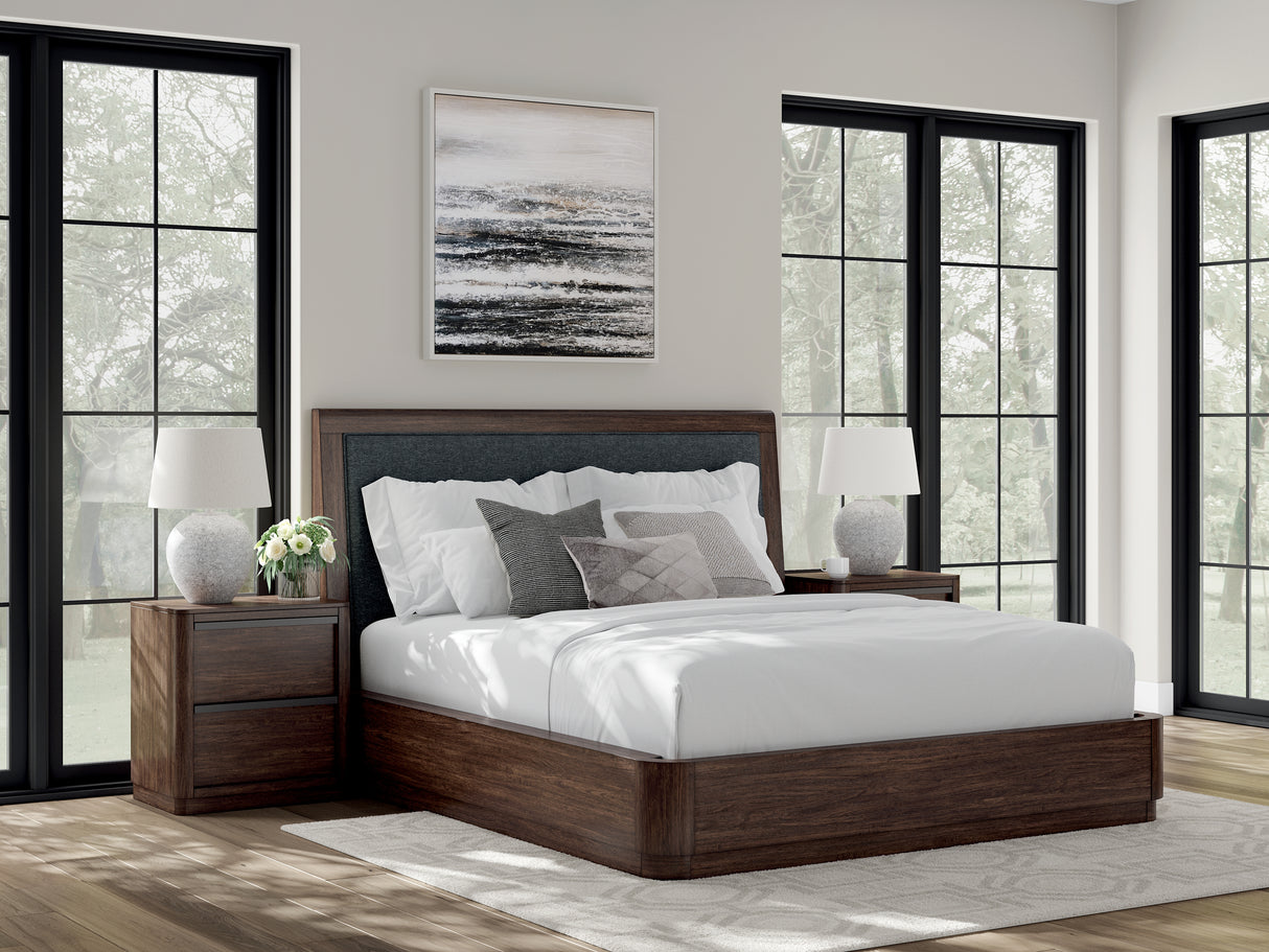 Furniture City - MS - Ashley Furniture - Dilenno Bedroom - California King Upholstered Panel Bed / Dark Brown - PCB857B9