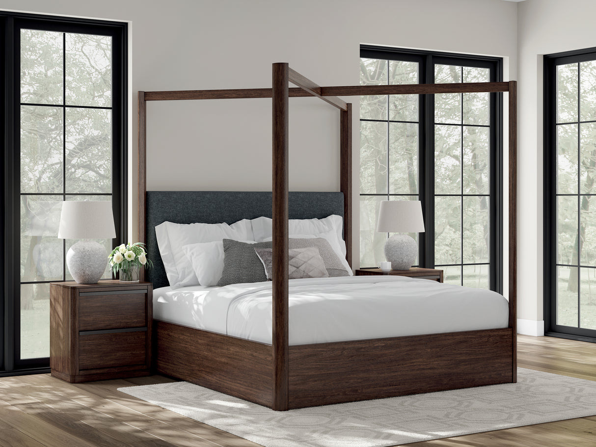 Furniture City - MS - Ashley Furniture - Dilenno Bedroom - King Canopy Bed / Dark Brown - PCB857B6