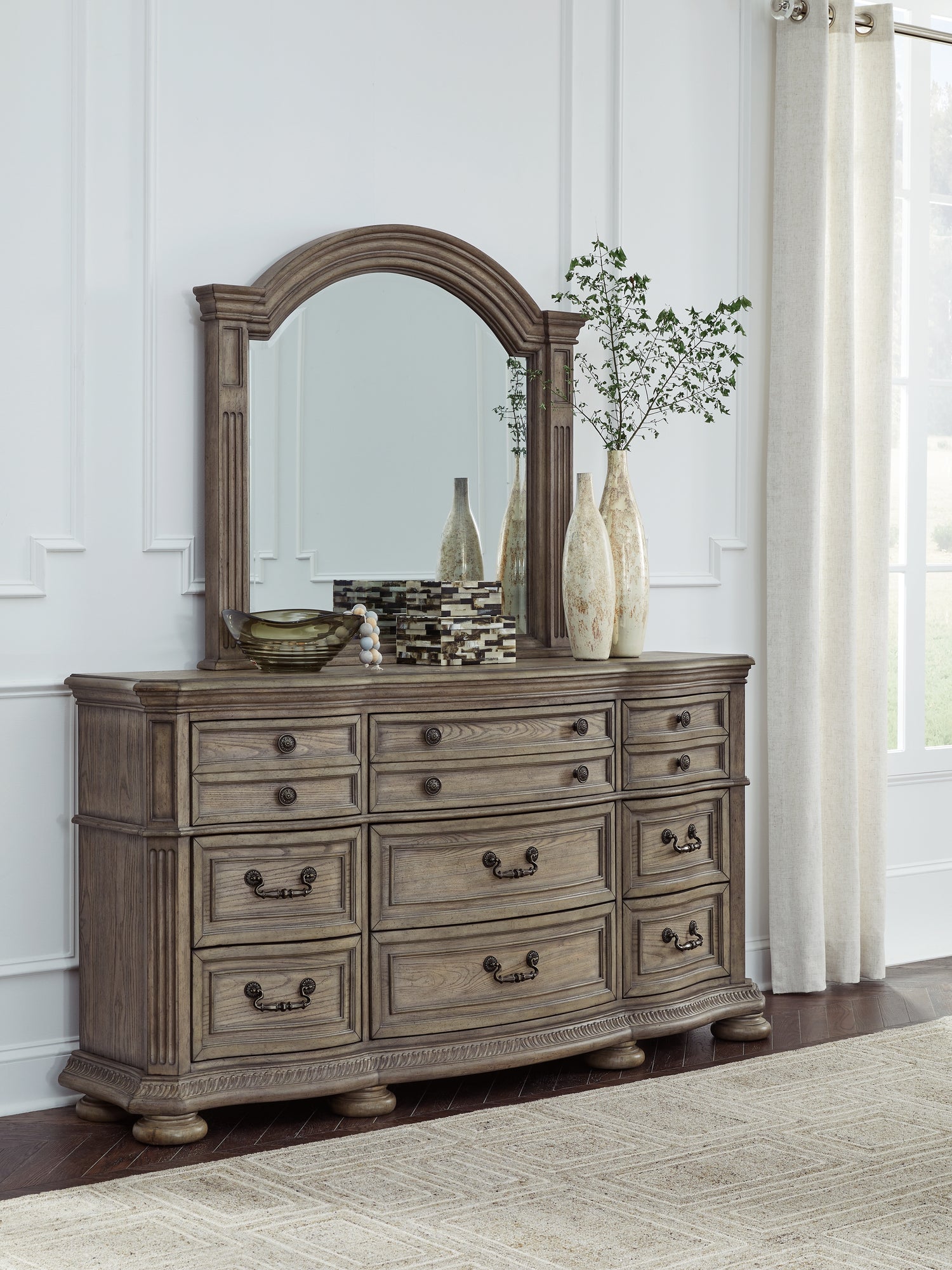 Furniture City - MS - Ashley Furniture - Ardenfield Bedroom - Dresser and Mirror / Light Brown - B944B1
