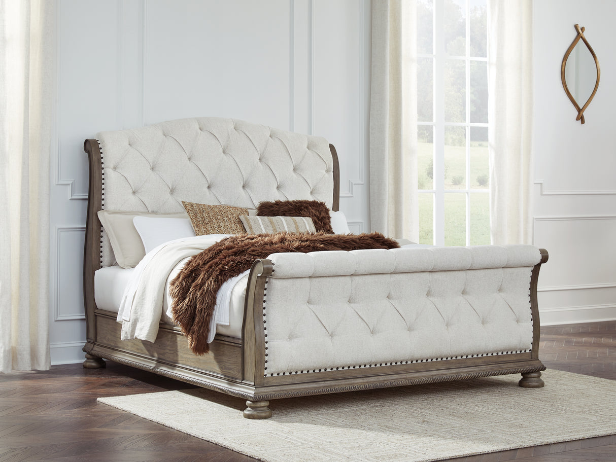 Furniture City - MS - Ashley Furniture - Ardenfield Bedroom - King Upholstered Sleigh Bed / Light Brown - B944B4