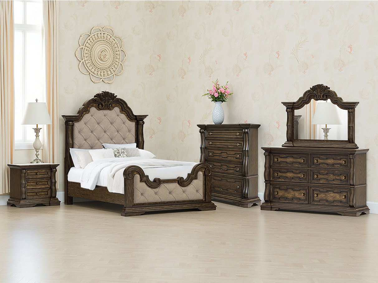 Furniture City - MS - Ashley Furniture - Maylee Bedroom - Queen Upholstered Bed / Dark Brown - B947B2
