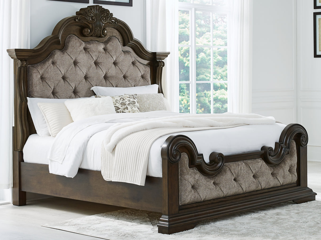 Furniture City - MS - Ashley Furniture - Maylee Bedroom - King Upholstered Bed / Dark Brown - B947B4
