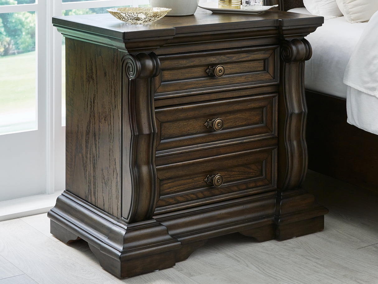 Furniture City - MS - Ashley Furniture - Maylee Bedroom - Three Drawer Night Stand / Dark Brown - B947-93