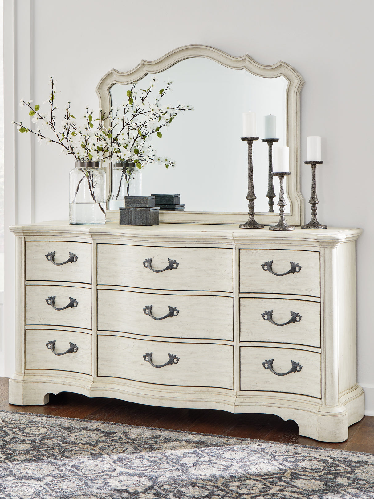 Furniture City - MS - Ashley Furniture - Arlendyne Bedroom - Dresser and Mirror / Antique White - B980B1