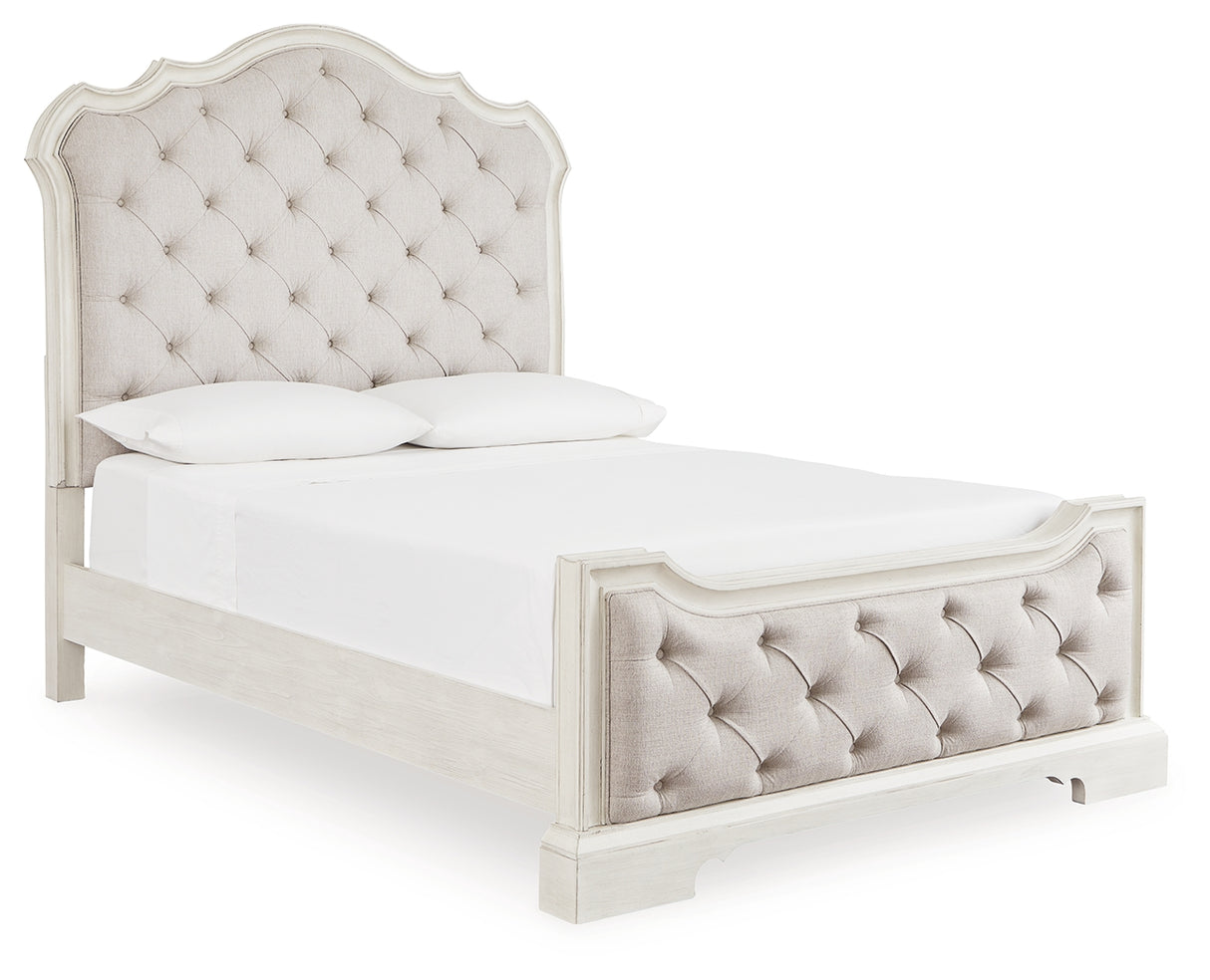 Furniture City - MS - Ashley Furniture - Arlendyne Bedroom - Queen Upholstered Bed / Antique White - B980B2