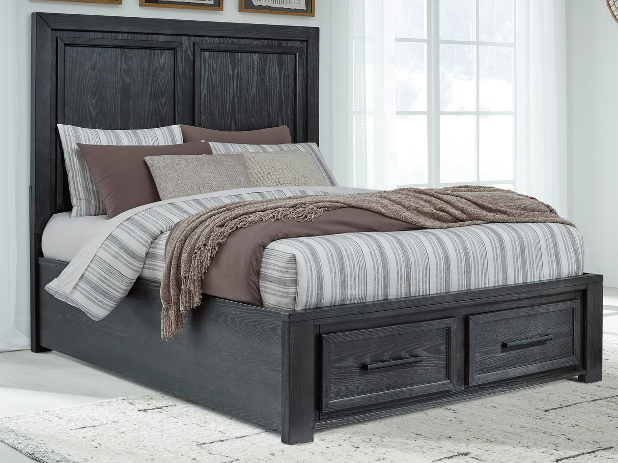 Furniture City - MS - Ashley Furniture - Foyland Bedroom - Queen Panel Storage Bed / Black/Brown - B989B2