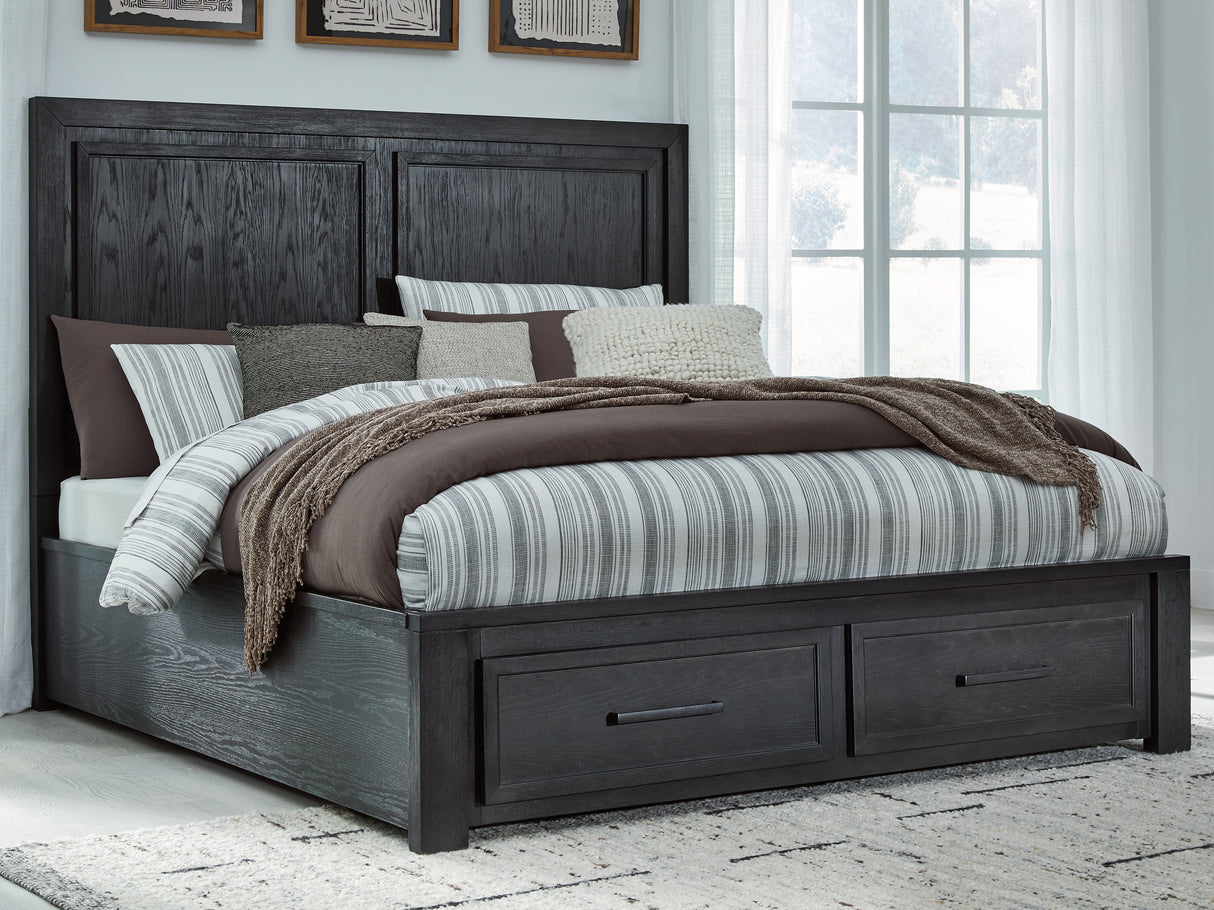 Furniture City - MS - Ashley Furniture - Foyland Bedroom - King Panel Storage Bed / Black/Brown - B989B4