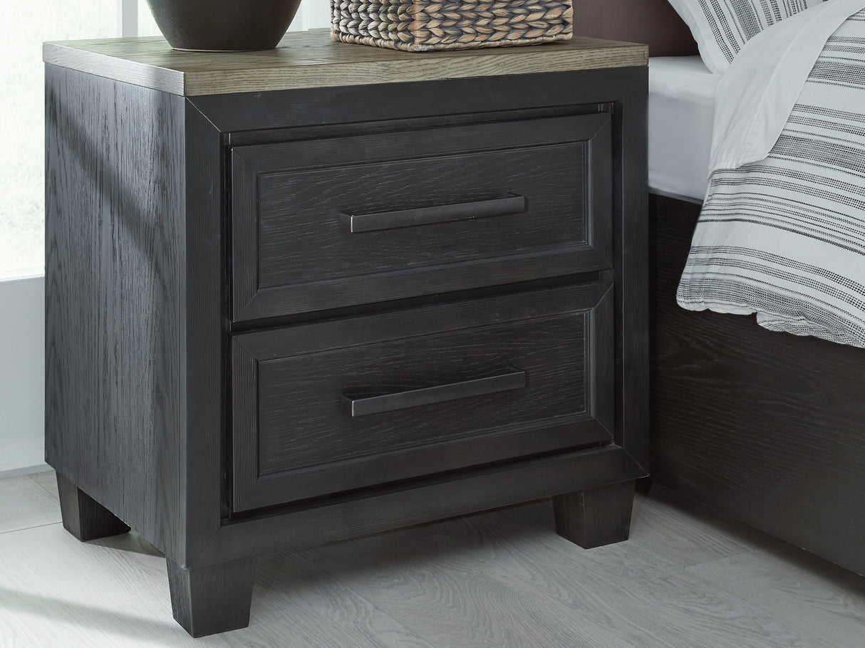 Furniture City - MS - Ashley Furniture - Foyland Bedroom - Two Drawer Night Stand / Black/Brown - B989-92