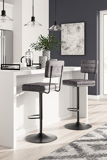 Furniture City - MS - Ashley Furniture - Strumford Dining Room - Bar Height Bar Stool (Set of 2) / Gray/Black - D119-630X2