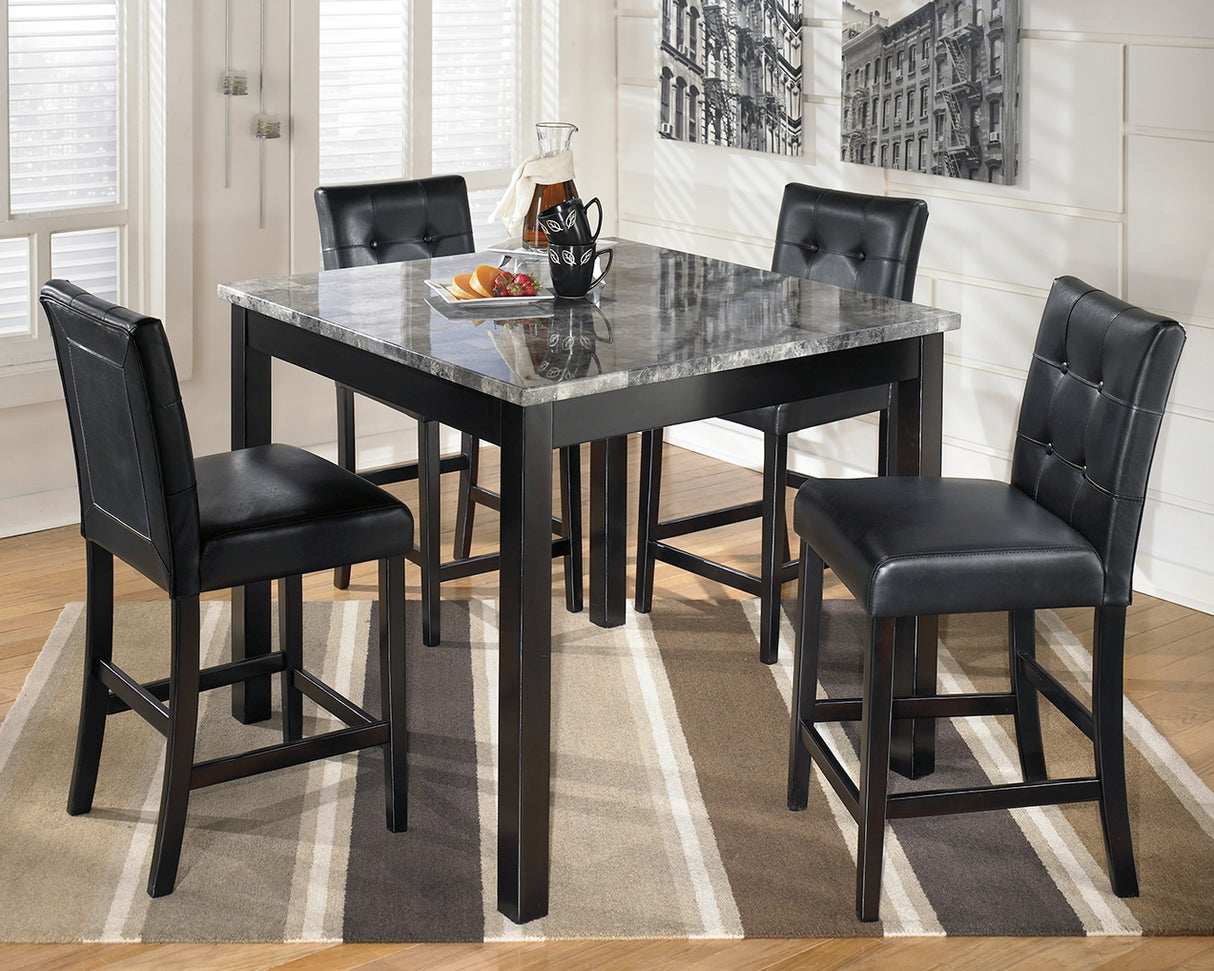 Furniture City - MS - Ashley Furniture - Maysville Dining Room - Square Counter TBL Set (5/CN) / Black - D154-223