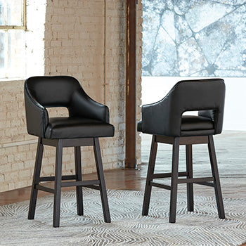 Furniture City - MS - Ashley Furniture - Tallenger Dining Room - Bar Height Bar Stool (Set of 2) / Black/Dark Brown - D380-930X2