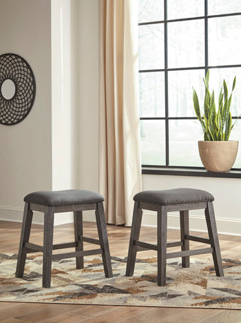Furniture City - MS - Ashley Furniture - Caitbrook Dining Room - Counter Height Upholstered Bar Stool (Set of 2) / Gray - D388-024X2
