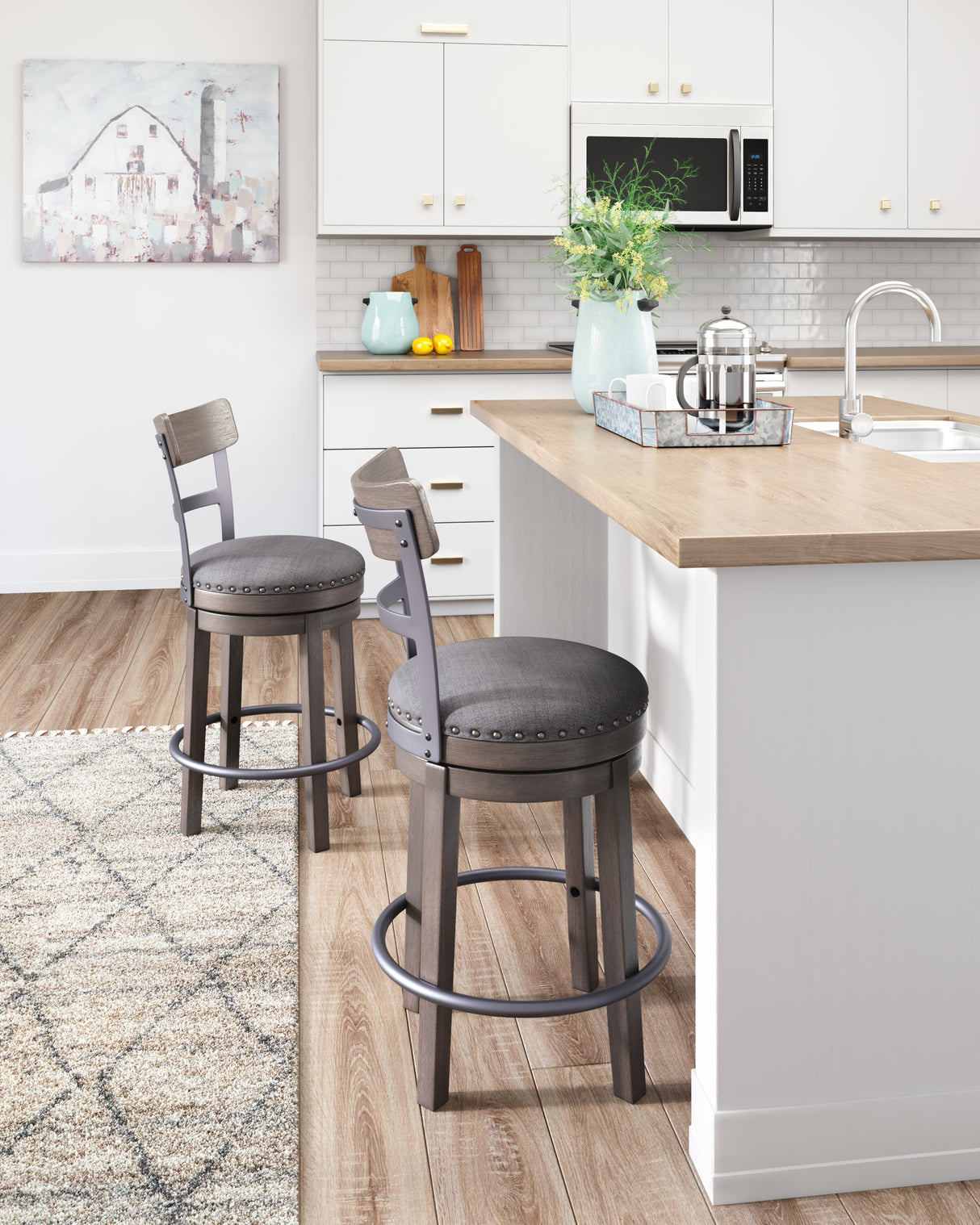 Furniture City - MS - Ashley Furniture - Caitbrook Dining Room - UPH Swivel Barstool (1/CN) / Gray - D388-224