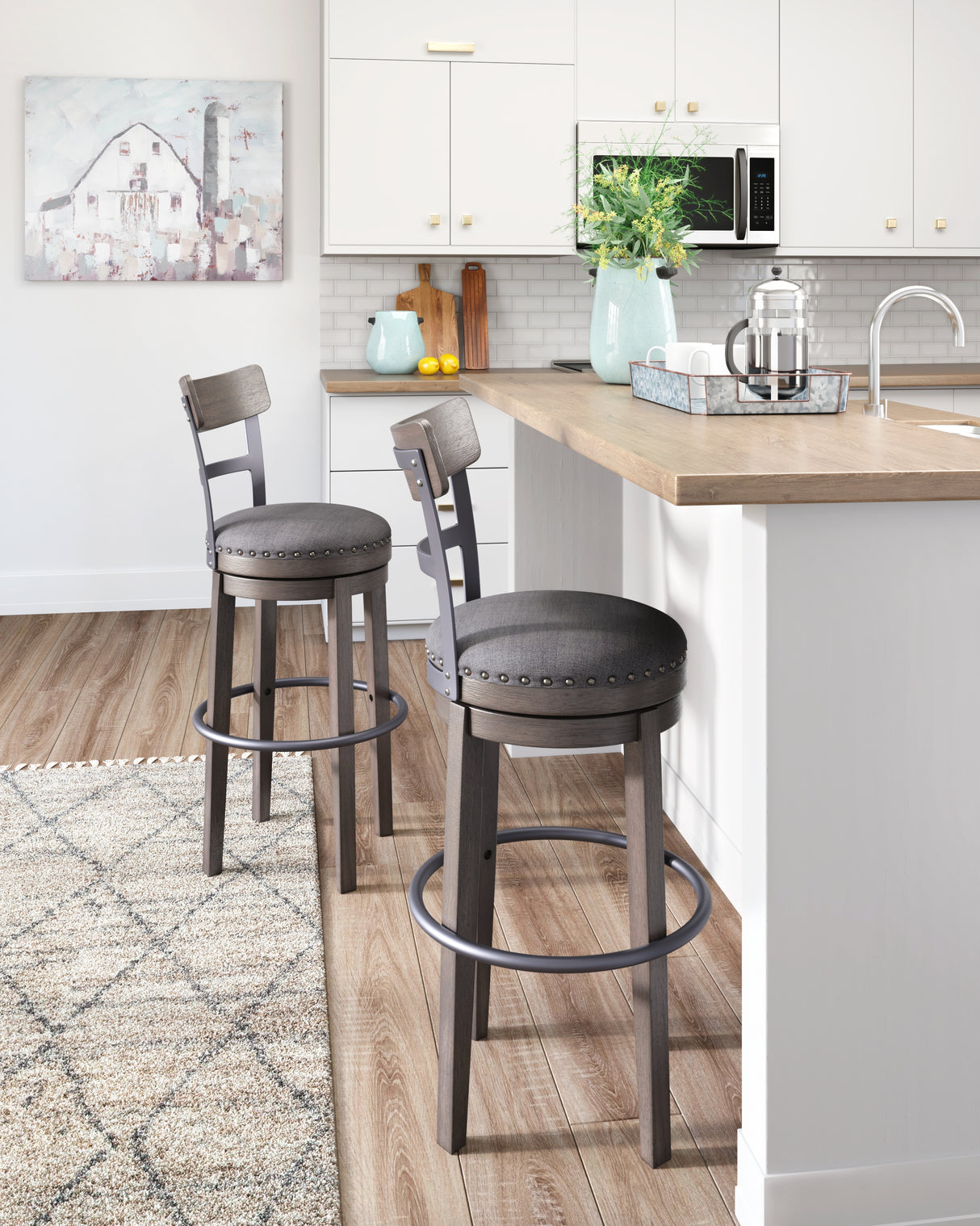 Furniture City - MS - Ashley Furniture - Caitbrook Dining Room - Tall UPH Swivel Barstool(1/CN) / Gray - D388-230