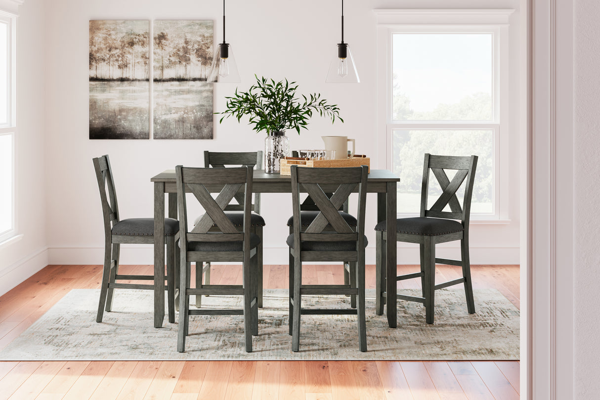Furniture City - MS - Ashley Furniture - Caitbrook Dining Room - RECT DRM Counter TBL Set(7/CN) / Gray - D388-423