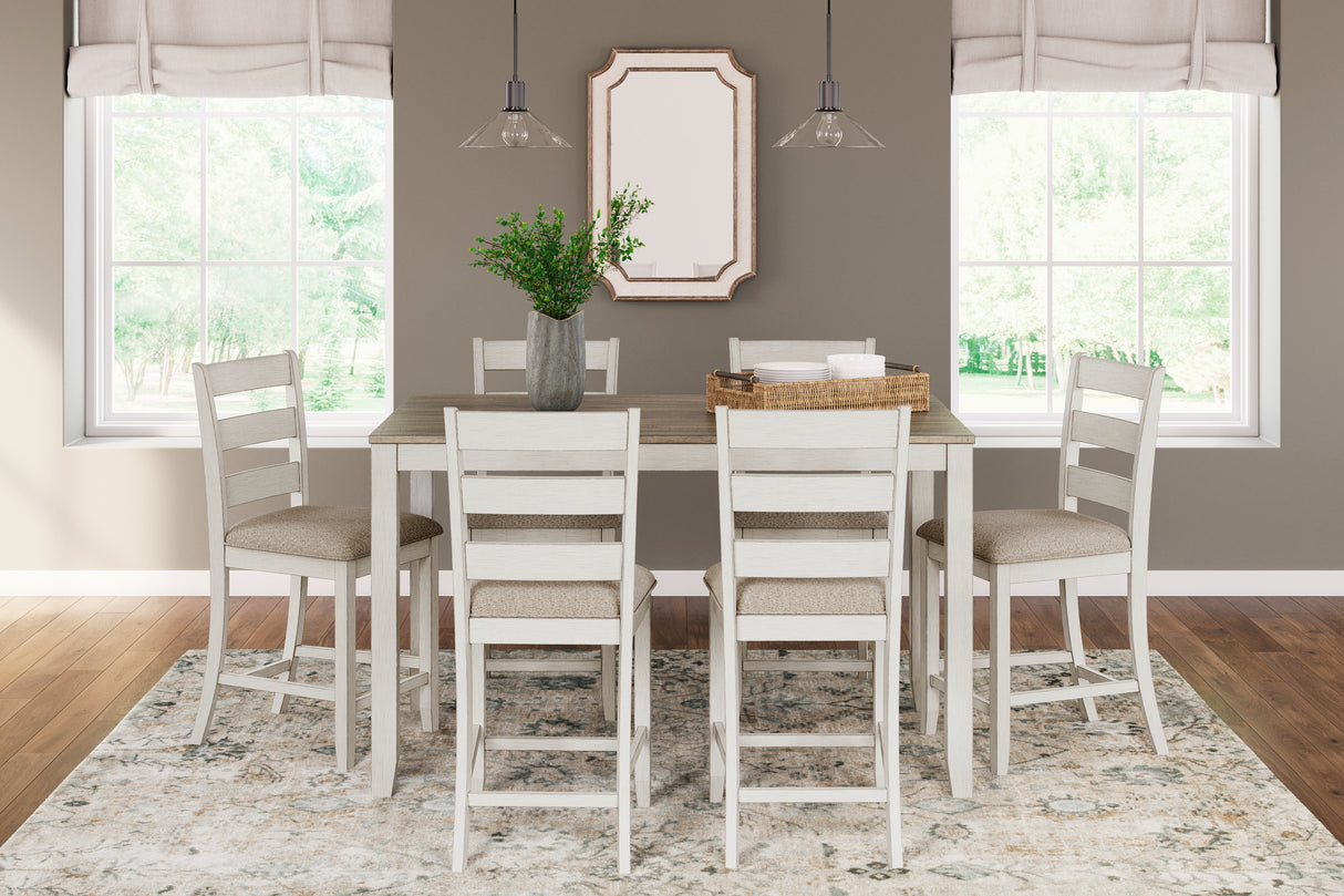Furniture City - MS - Ashley Furniture - Skempton Dining Room - RECT DRM Counter TBL Set(7/CN) / White/Light Brown - D394-423