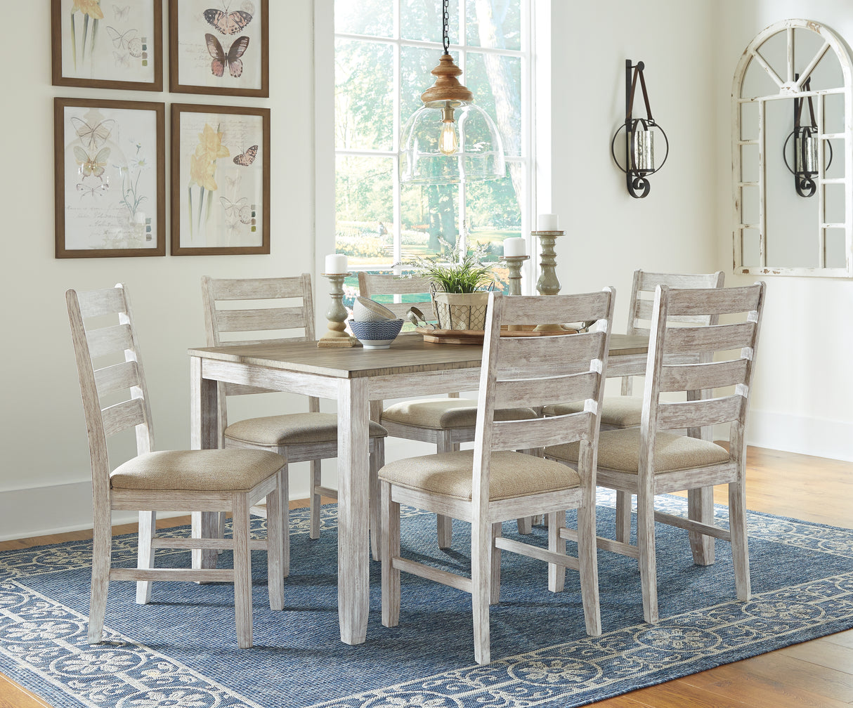 Furniture City - MS - Ashley Furniture - Skempton Dining Room - Dining Room Table Set (7/CN) / White/Light Brown - D394-425