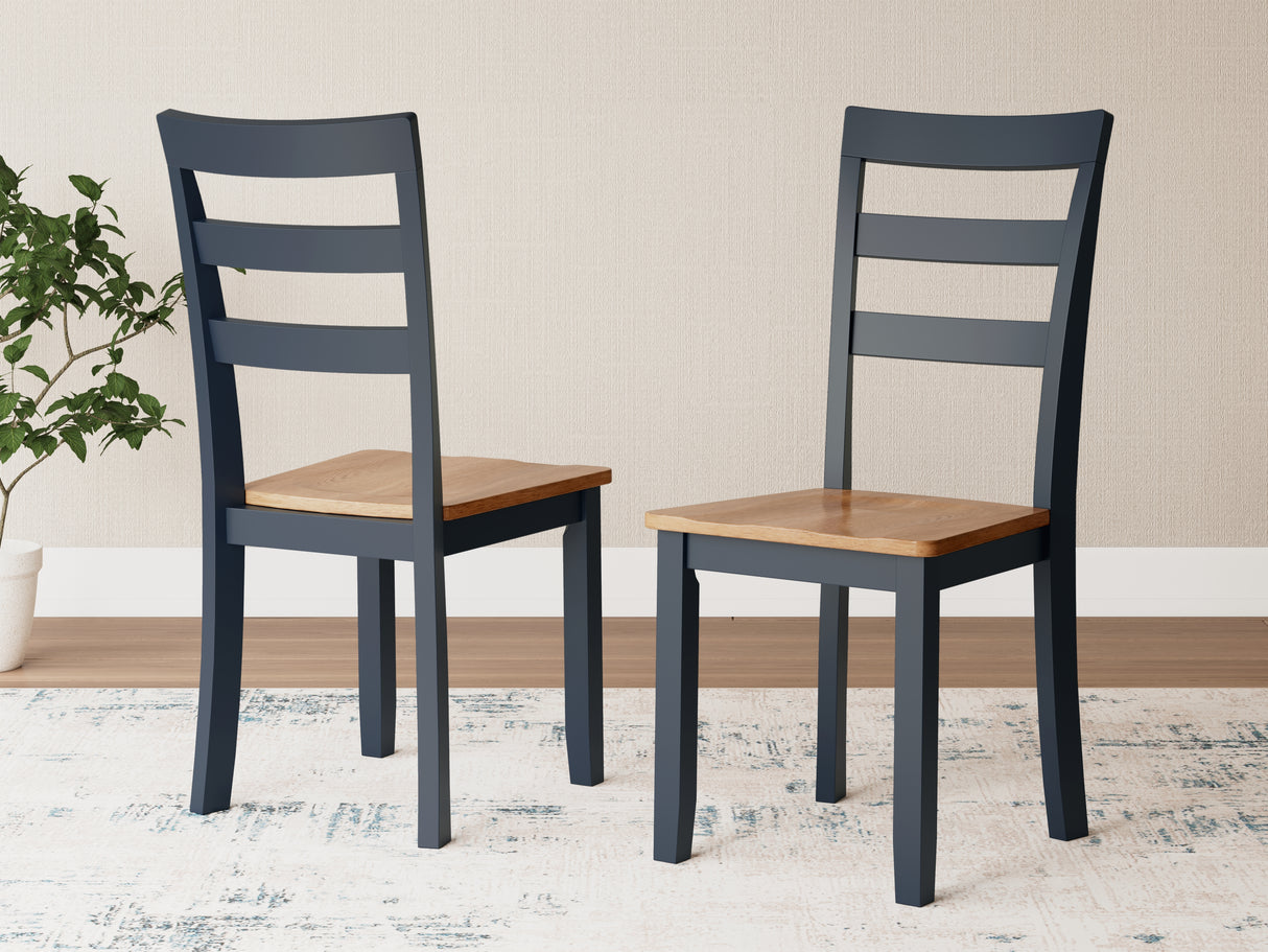 Furniture City - MS - Ashley Furniture - Gesthaven Dining Room - Dining Chair (Set of 2) / Natural/Blue - D399-01X2