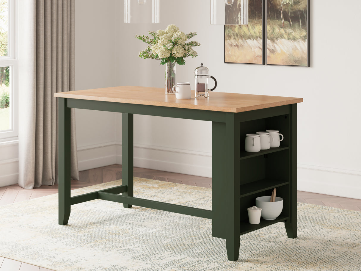 Furniture City - MS - Ashley Furniture - Gesthaven Dining Room - RECT Dining Room Counter Table / Natural/Green - D401-13