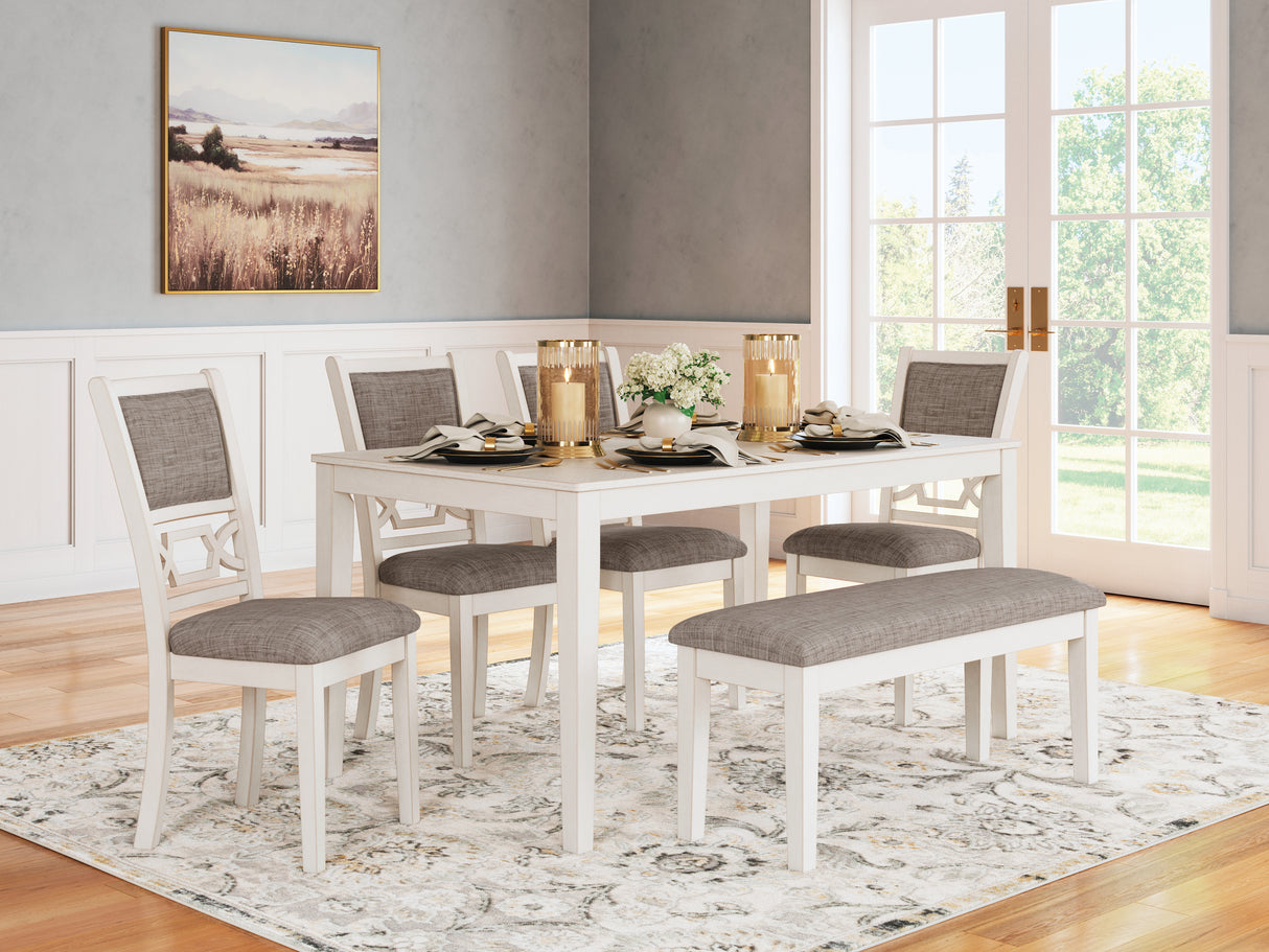 Furniture City - MS - Ashley Furniture - Erinberg Dining Room - Dining Room Table Set (6/CN) / Antique White - D423-325