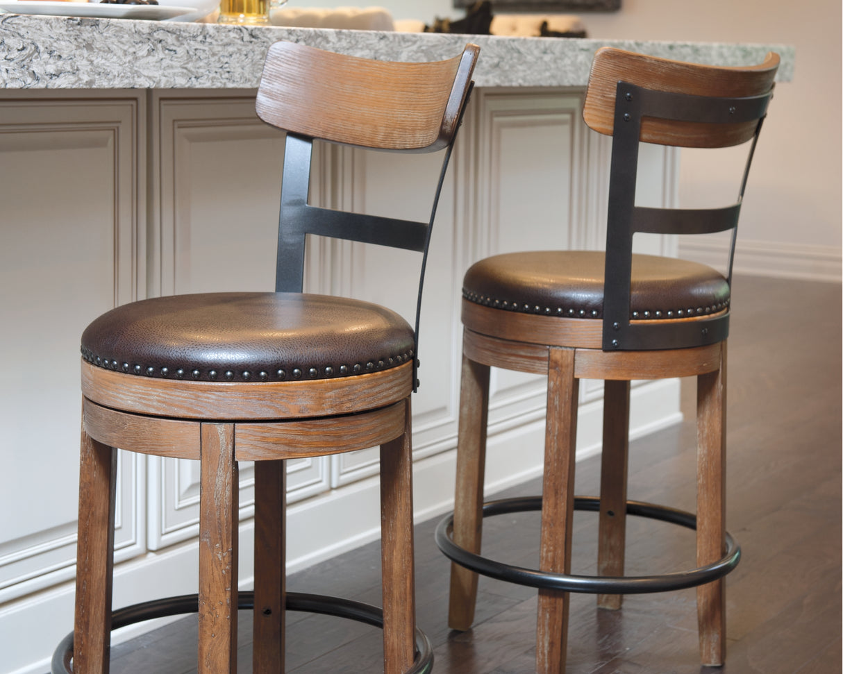 Furniture City - MS - Ashley Furniture - Pinnadel Dining Room - Counter Height Bar Stool (Set of 2) / Grayish Brown - D542-124X2