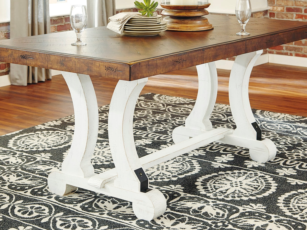 Furniture City - MS - Ashley Furniture - Valebeck Dining Room - Rectangular Dining Room Table / White/Brown - D546-35