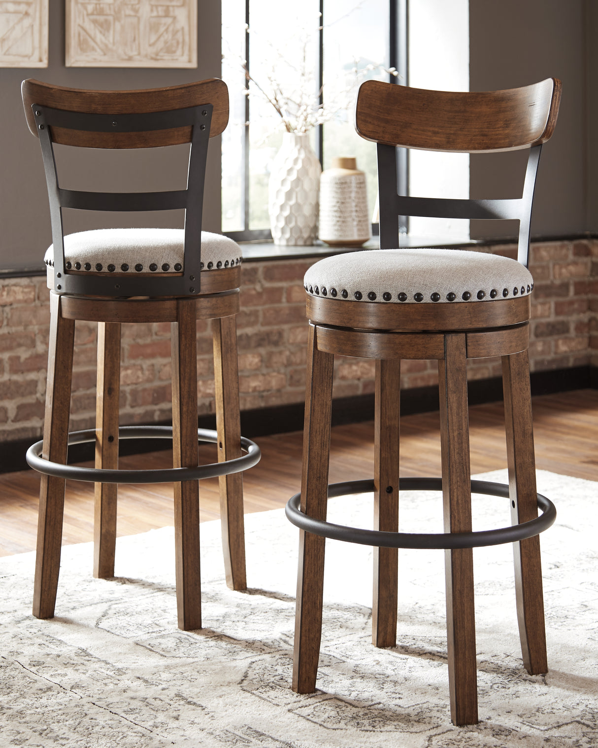 Furniture City - MS - Ashley Furniture - Valebeck Dining Room - Tall UPH Swivel Barstool(1/CN) / Brown - D546-430