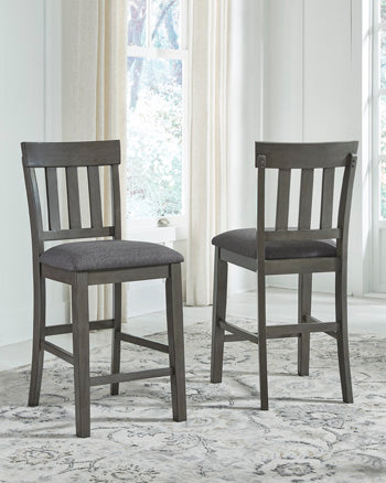 Furniture City - MS - Ashley Furniture - Hallanden Dining Room - Counter Height Bar Stool (Set of 2) / Two-tone Gray - D589-124X2