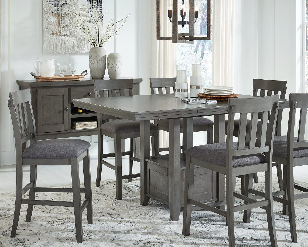 Furniture City - MS - Ashley Furniture - Hallanden Dining Room - RECT DRM Counter EXT Table / Gray - D589-42